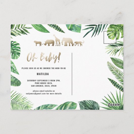 Tropisch goud moderne kleurrijke moeder-to-be briefkaart (Achterkant)