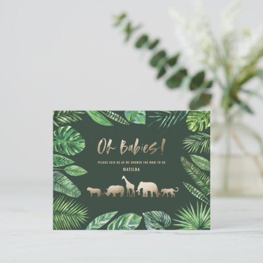 Tropisch goud moderne kleurrijke moeder-to-be briefkaart (Staand voorkant)