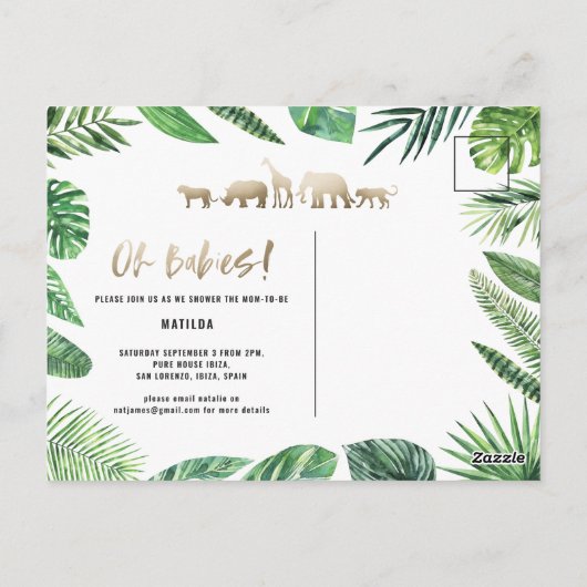 Tropisch goud moderne kleurrijke moeder-to-be briefkaart (Achterkant)