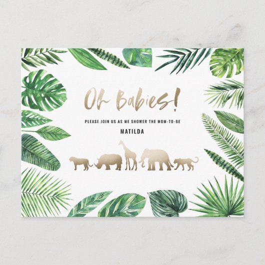 Tropisch goud moderne kleurrijke moeder-to-be briefkaart (Voorkant)