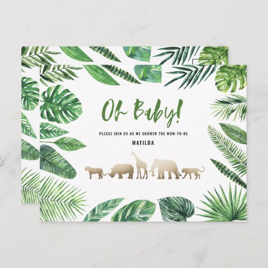 Tropisch goud moderne kleurrijke moeder-to-be briefkaart (Voorkant / Achterkant)