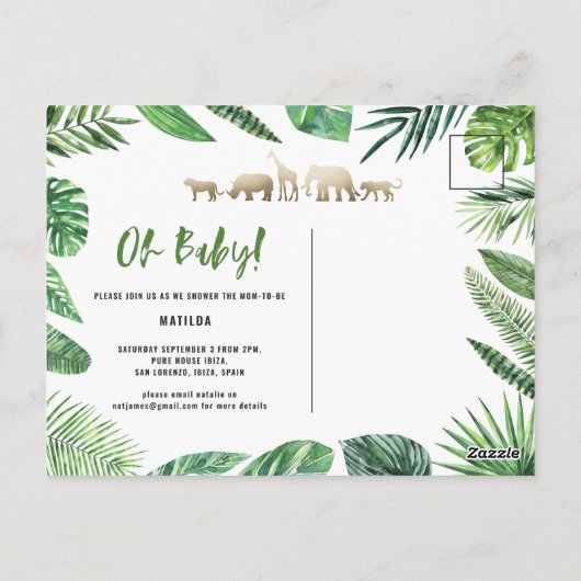 Tropisch goud moderne kleurrijke moeder-to-be briefkaart (Achterkant)