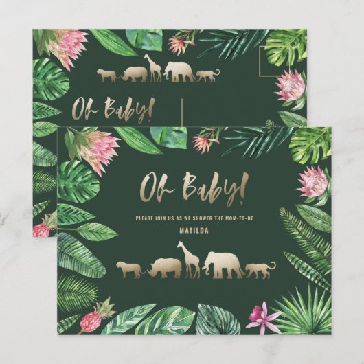 Tropisch goud moderne kleurrijke moeder-to-be briefkaart (Voorkant / Achterkant)