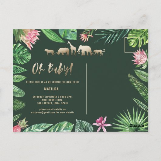 Tropisch goud moderne kleurrijke moeder-to-be briefkaart (Achterkant)