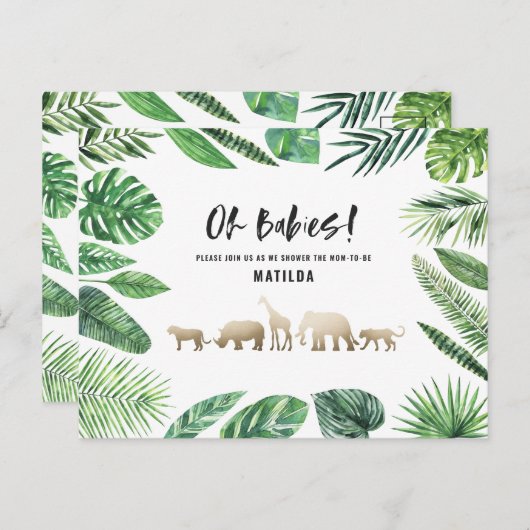 Tropisch goud moderne kleurrijke moeder-to-be briefkaart (Voorkant / Achterkant)