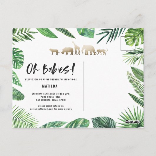 Tropisch goud moderne kleurrijke moeder-to-be briefkaart (Achterkant)