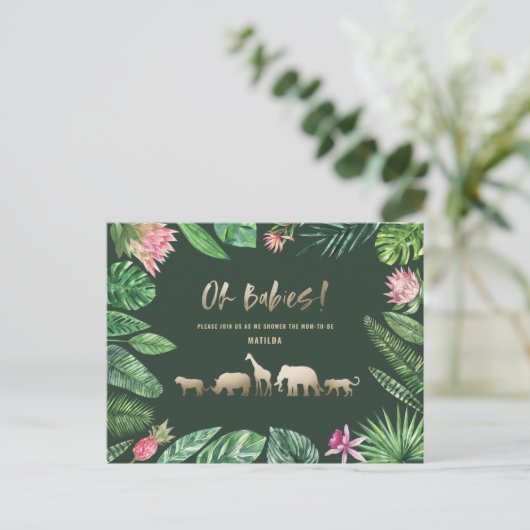 Tropisch goud moderne kleurrijke moeder-to-be briefkaart (Staand voorkant)