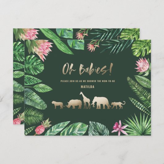 Tropisch goud moderne kleurrijke moeder-to-be briefkaart (Voorkant / Achterkant)