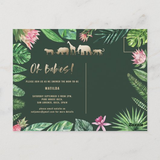 Tropisch goud moderne kleurrijke moeder-to-be briefkaart (Achterkant)