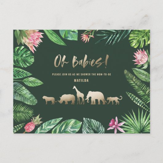 Tropisch goud moderne kleurrijke moeder-to-be briefkaart (Voorkant)