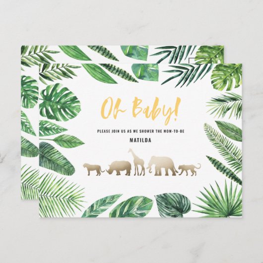 Tropisch goud moderne kleurrijke moeder-to-be briefkaart (Voorkant / Achterkant)