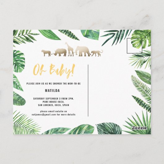 Tropisch goud moderne kleurrijke moeder-to-be briefkaart (Achterkant)