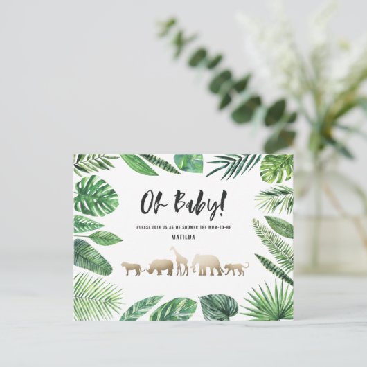 Tropisch goud moderne kleurrijke moeder-to-be briefkaart (Staand voorkant)