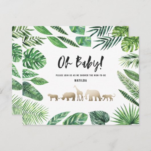 Tropisch goud moderne kleurrijke moeder-to-be briefkaart (Voorkant / Achterkant)