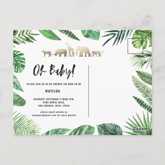 Tropisch goud moderne kleurrijke moeder-to-be briefkaart (Achterkant)