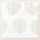 Tropisch goud: Monstera Leaf Waterverf Glazen Onderzetter (Achterkant)