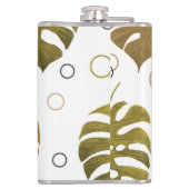 Tropisch goud: Monstera Leaf Waterverf Heupfles (Achterkant)