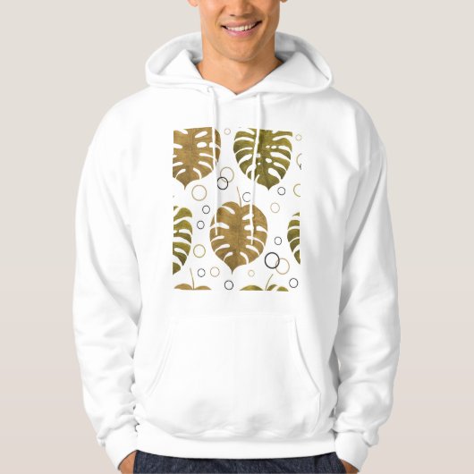 Tropisch goud: Monstera Leaf Waterverf Hoodie (Voorkant)