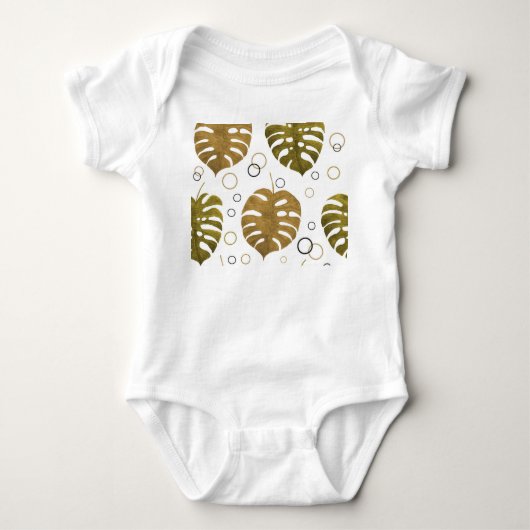 Tropisch goud: Monstera Leaf Waterverf Romper (Voorkant)