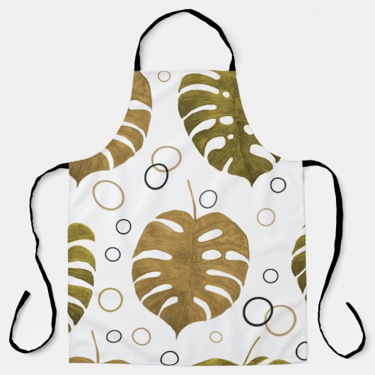 Tropisch goud: Monstera Leaf Waterverf Schort (Voorkant)