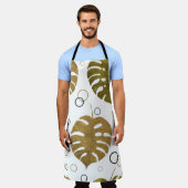 Tropisch goud: Monstera Leaf Waterverf Schort (Gedragen)