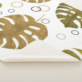 Tropisch goud: Monstera Leaf Waterverf Sherpa Deken (3/4)