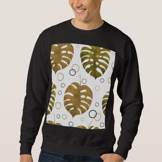 Tropisch goud: Monstera Leaf Waterverf Trui (Voorkant)