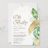 Tropisch Goud Monstera Palm Arch Baby shower Kaart (Voorkant)
