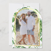 Tropisch Goud Monstera Palm Arch Vrijgezellenfeest Kaart (Achterkant)