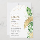 Tropisch Goud Monstera Palm Arch Vrijgezellenfeest Kaart (Voorkant)