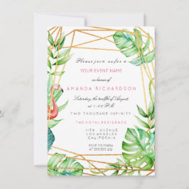 Tropisch goud Poligonal Lijst Flamingo Stripe Mint Kaart