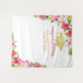 Tropisch Goud Roze Gelukwensen Afstudeerbackdrop Wandkleed (Voorkant (horizontaal))