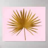 Tropisch goud Sabal Palm Leaf Roos Gold Pink Poster (Voorkant)