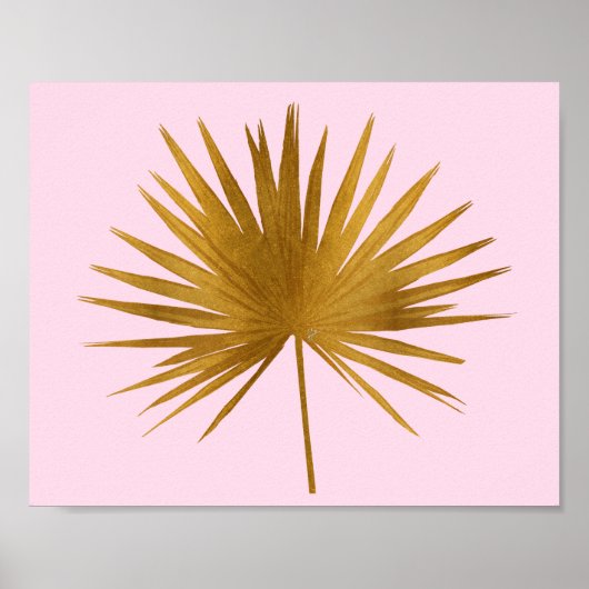 Tropisch goud Sabal Palm Leaf Roos Gold Pink Poster (Voorkant)