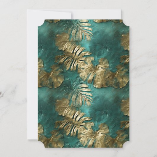Tropisch goud smaragdgroen blad Vrijgezellenfeest Kaart (Achterkant)