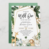 Tropisch goud Wilde één Oerwoud Baby shower Kaart (Voorkant / Achterkant)