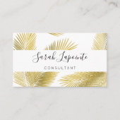 Tropisch goud & witte palmbladeren Elegant ontwerp Visitekaartje (Voorkant)
