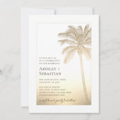 Tropisch Goud Zand Palm Tree Boho Fotobruiloft Kaart (Voorkant)