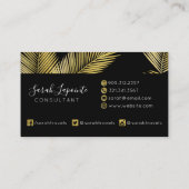 Tropisch goud & zwart palmblad Elegant design 2 Visitekaartje (Achterkant)