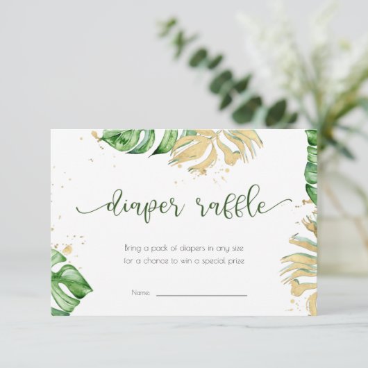Tropisch goudBaby shower, dunne Kaart Raffle (Staand voorkant)