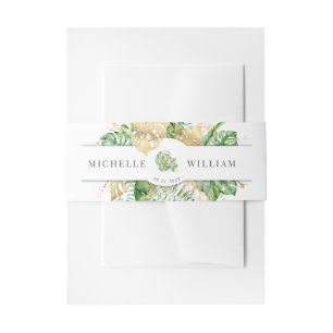 tropisch goudbladermonogram Weddenschap Uitnodigingen Wikkel