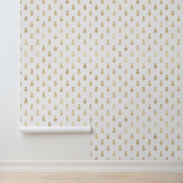 Tropisch gouden ananas patroon behang (Applicatie)