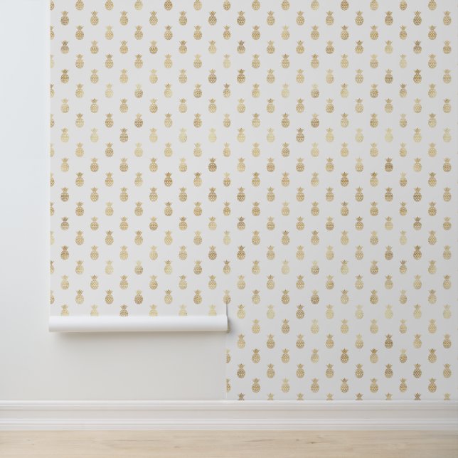 Tropisch Gouden Ananaspatroon Behang (Applicatie)