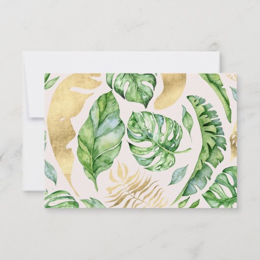 Tropisch gouden bladeren RSVP-kaart RSVP Kaartje (Achterkant)