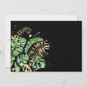 Tropisch Gouden Bladgroen Ampersand Bruiloft Kaart (Achterkant)