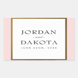 Tropisch Gouden Bloemen op Roze | Exotische bruilo Rechthoekige Sticker