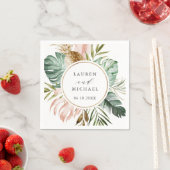 Tropisch Gouden Blush Palm Persoonlijke Trouwdag Servet (Insitu)