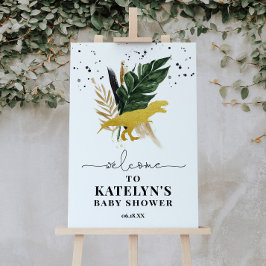 Tropisch gouden dinosaurussen welkomstbord poster