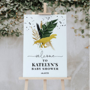 Tropisch gouden dinosaurussen welkomstbord poster