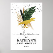 Tropisch gouden dinosaurussen welkomstbord poster (Voorkant)